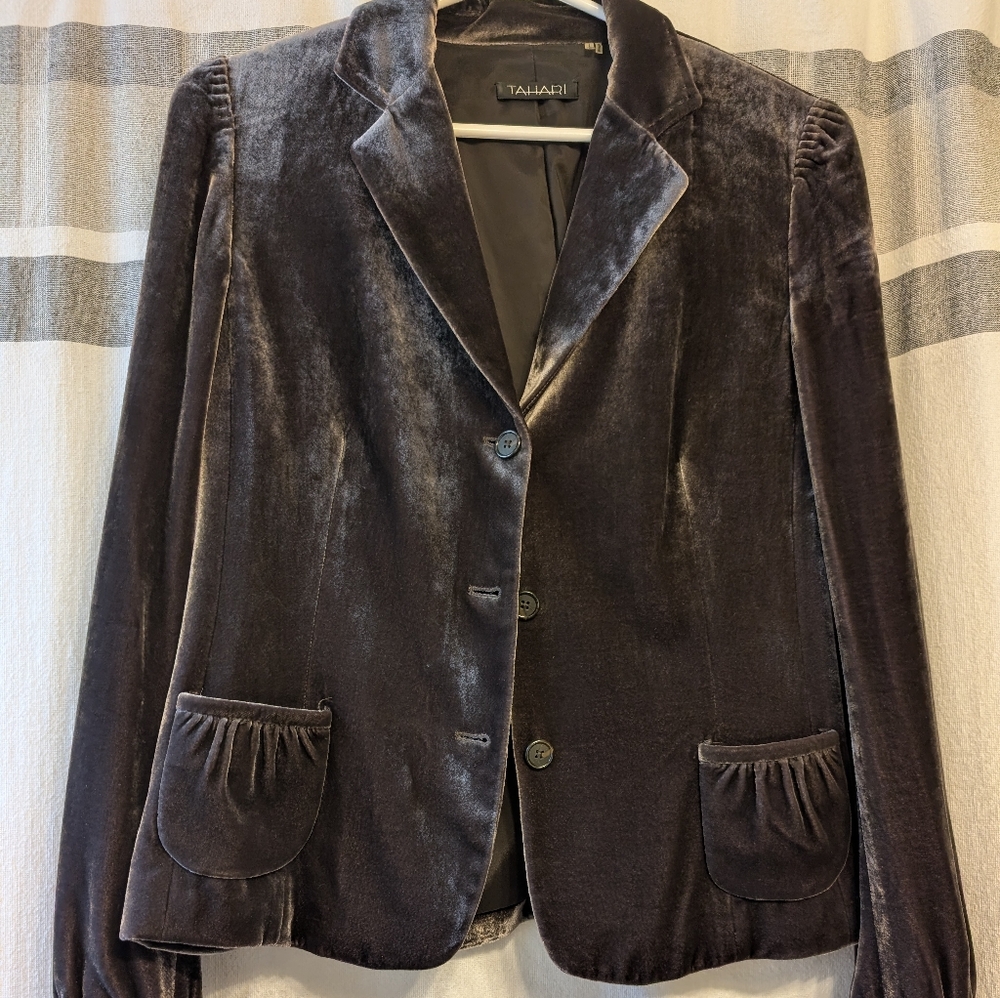 Tahari Black Velvet Silk-blend Women's Blazer